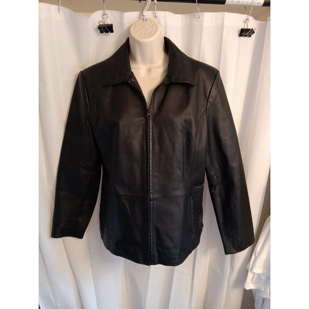 Worthington Leather Jacket Womens Size Medium Black Full Zip